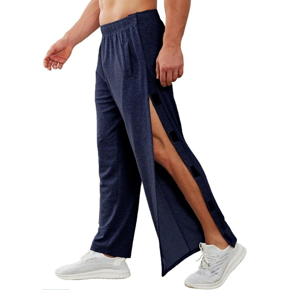 Deyeek Tear Away Pants for Men Full Zipper Legs Sweat Mens Large, Black